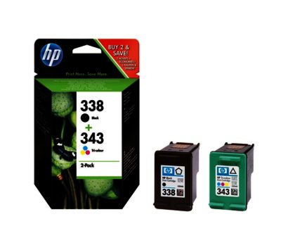 HP 338/343 Tri-colour & Black Ink Cartridges - Twin Pack HP 338/343 Tri-colour & Black Ink Cartridges - Twin Pack